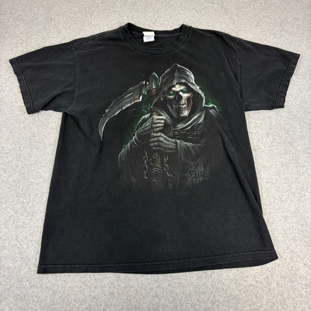 Vintage Exile Grim Reaper Faded Mens Large Big Graphic Black